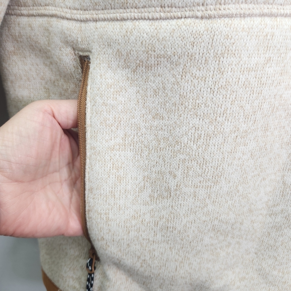 George Men's Zip-Up Sweater - Cream with Brown Trim XL (46-48) - Picture 2 of 15